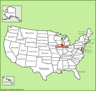 where is chicago located|chicago in usa map.